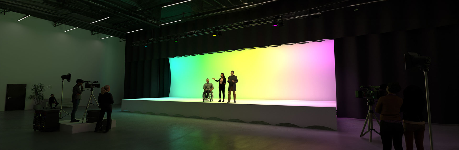 Cyc backdrop. cyc curtain, stage cyc, theater cyc, cyc stage, cyc screen, cyc theater, cyclorama backdrop, stage cyclorama, stretch shapes, stretchshapes