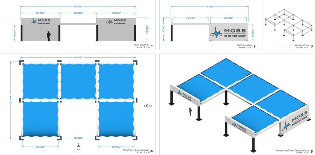 Outdoor Uses of Stretch Shapes Products, stretch panels, stretch screen, stretchy screens, stretch shapes, stretchshapes, festival shade structure, temporary shade structures, stretch sun shade, fabric shade structures, shade structures, stretch shapes activations